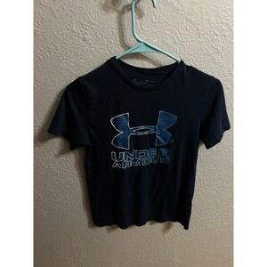 Under Armour Shirt Boys Youth Medium Blue Short Sleeve Graphic Tee Logo